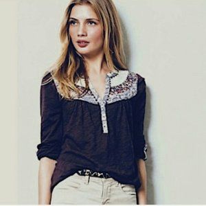 Akemi + Kin grey Caroline mixed media henley Med